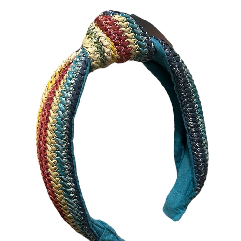 Woven Multi-Color Knotted Headband Hair Accessory with Textured Pattern